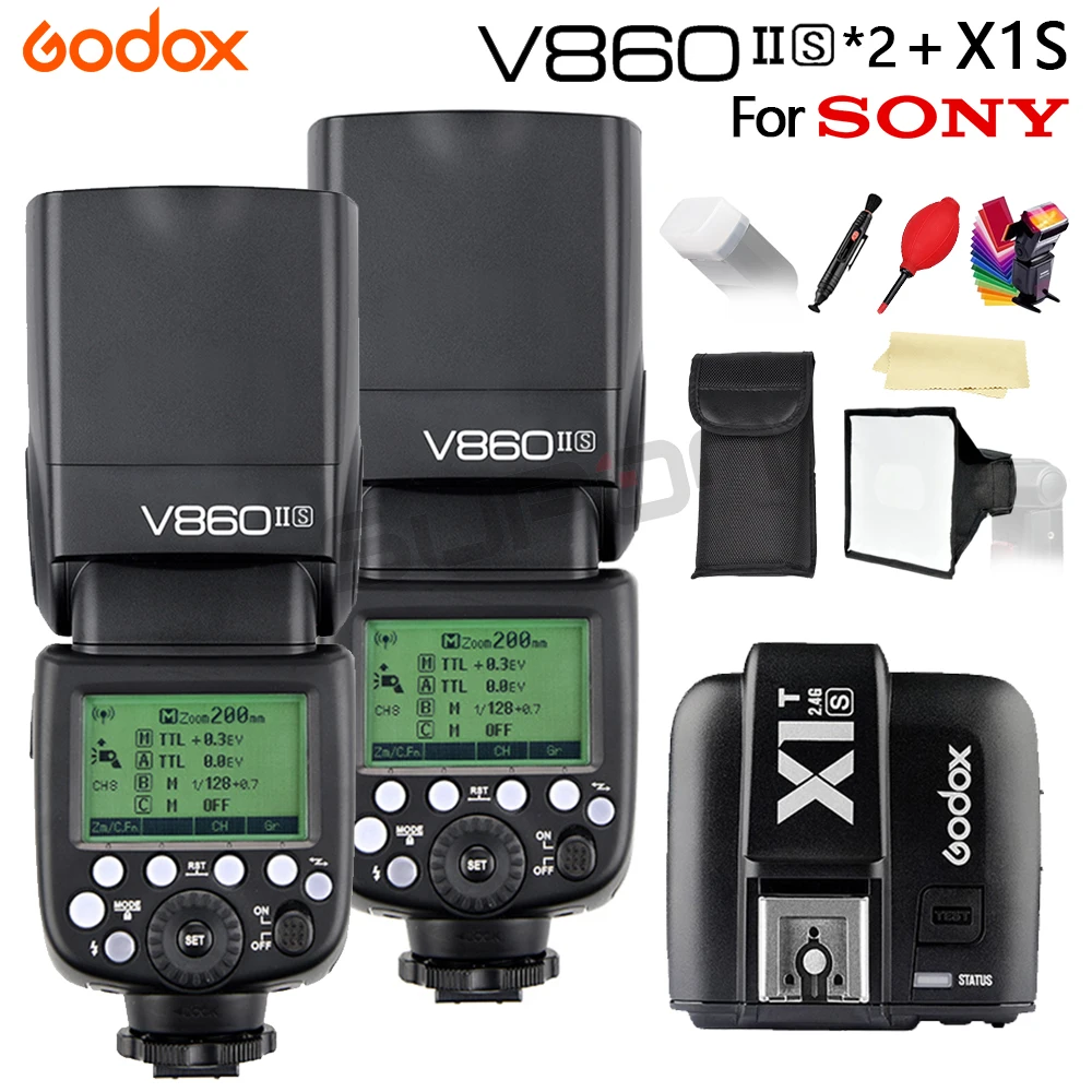 Godox 2 * V860IIS Вспышка speedlite TTL HSS 4G литий ионная батарея + фототриггер для Sony A6500 A7 A6000 A58