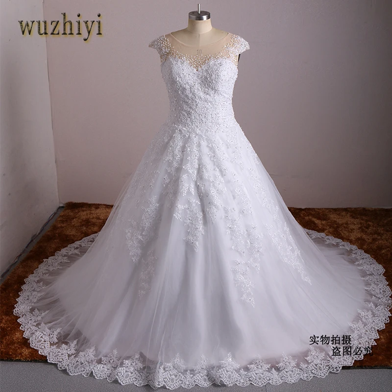 

Женское свадебное платье wuzhiyi, роскошное кружевное бальное платье с аппликацией и кристаллами, расшитое бисером, модель 2019