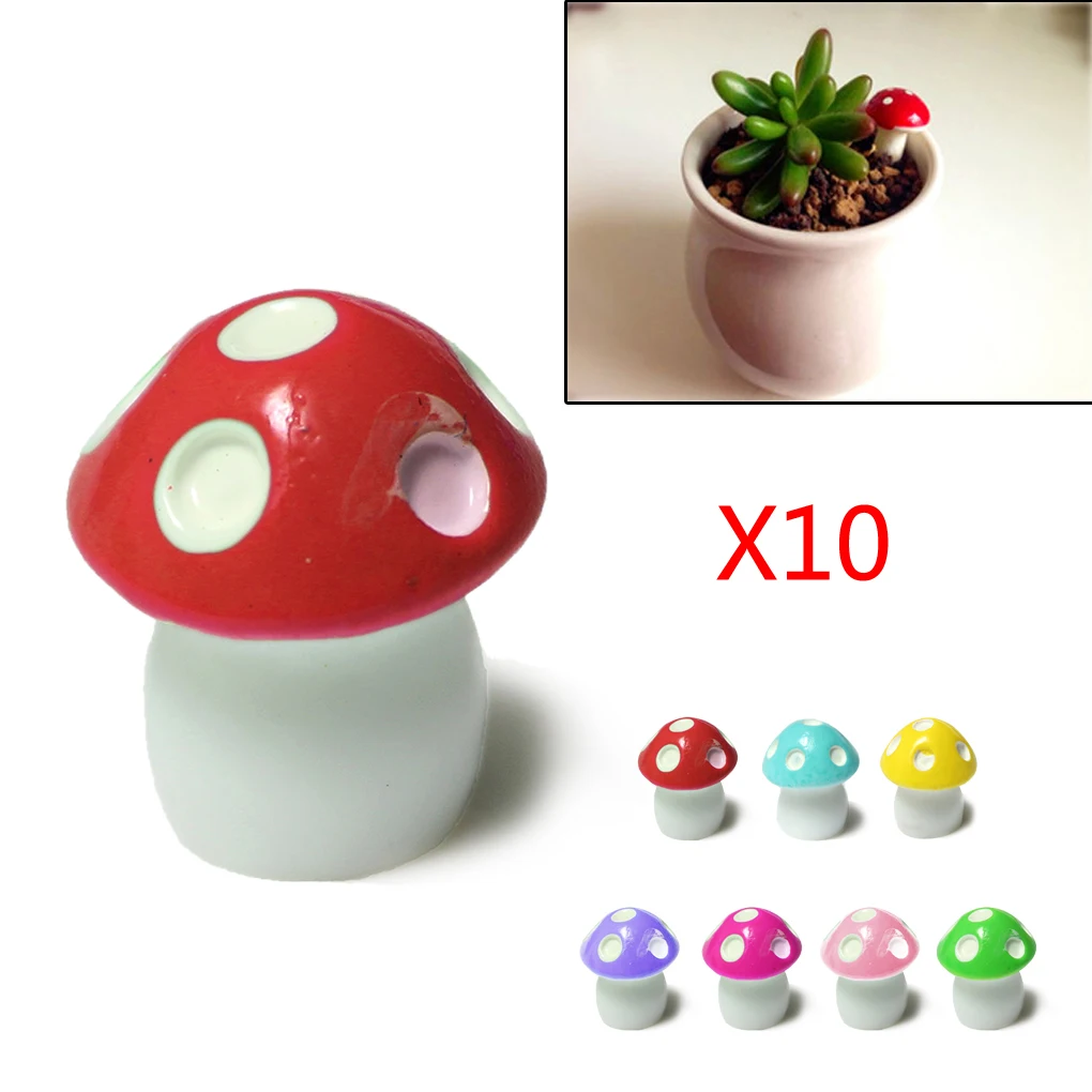 

Home Decor10Pcs Mini Mushroom Toadstool Fairy Garden Terrarium Figurines