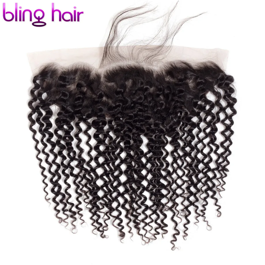 Bling Hair Remy бразильские кудрявые человеческие волосы кружева фронтальное закрытие 13*4 с волосами младенца естественного цвета "-22"