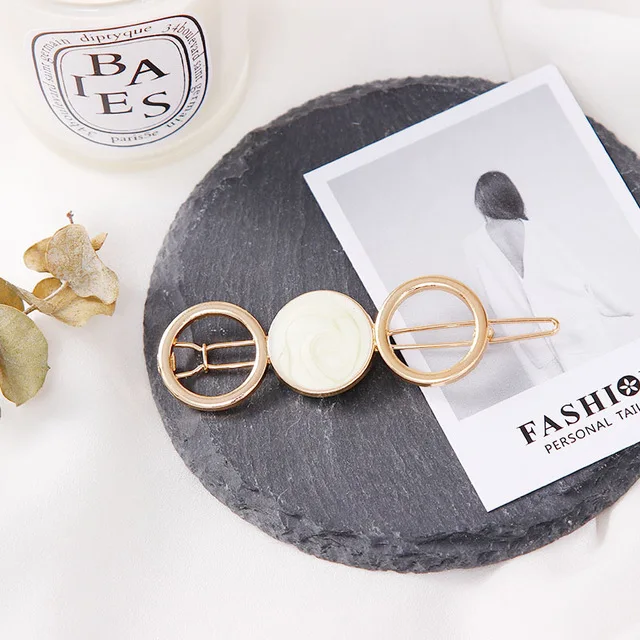 Beige Three Round Новинка, милые женские заколки из ацетата с геометрическим узором и круглой звездой, модные женские заколки для волос, заколки, головные уборы, аксессуары для волос - Цвет: Beige Three Round