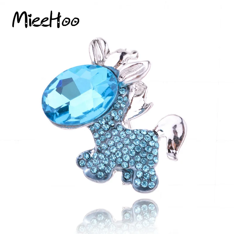 New Alloy Enamel Animal Jewelry Cute Unicorn Horse Brooch Pins Bright-colored Rhinestone Crystal Brooches For Children Gift | Украшения и