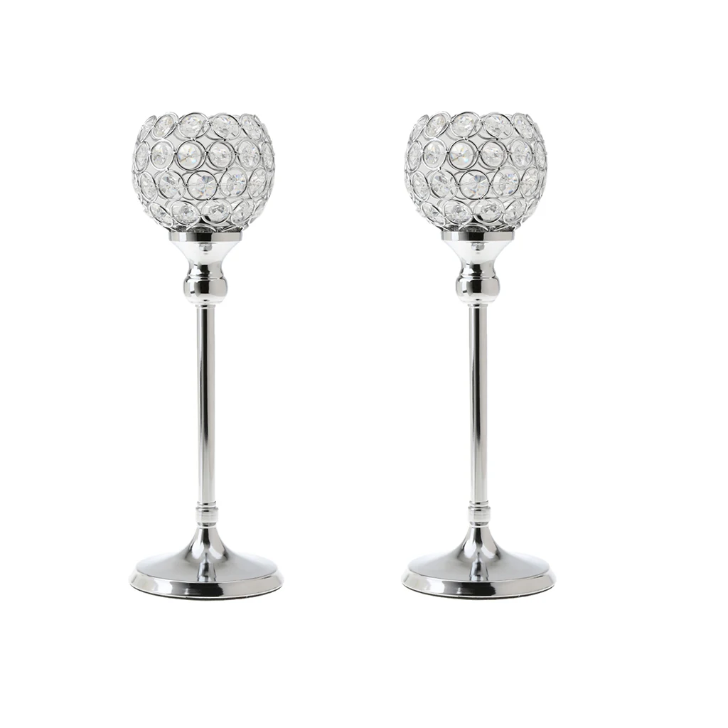 2x Кристалл Votive Tealight подсвечник свадебное место Декор серебро 35 см H | Дом и сад