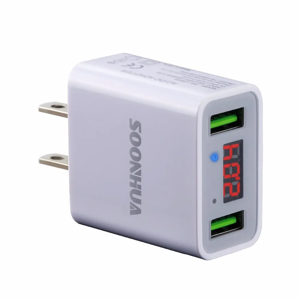 Зарядное устройство SOONHUA со светодиодным дисплеем и двумя USB-портами | Мобильные