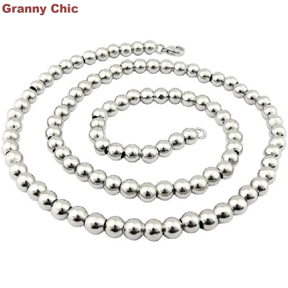 Ожерелье Granny Chic 6 мм 7-40 дюймов модные мужские и женские круглые бусины из