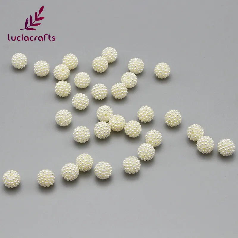 Lucia crafts 12 мм Круглый свободный акриловый бисер для одежды жемчуг бусины с дырочками для изготовления браслетов 48 шт./лот F1201 - Цвет: 8 color 12MM ivory