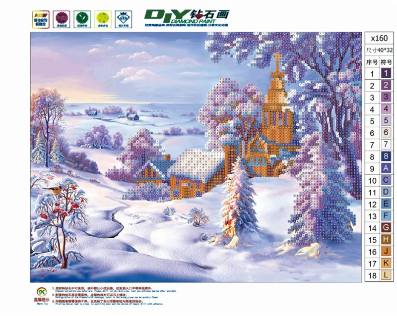 FineTime 5d diamond painting scenery partial round drill Snow Town diy mosaic daimond embroidery cross stitch kit home decor art | Дом и сад