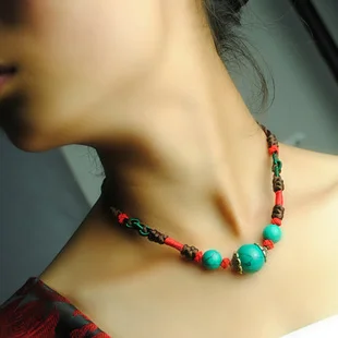 DIY винтажные Этнические украшения Таиланд камни и дерево чокер бохо колье модное