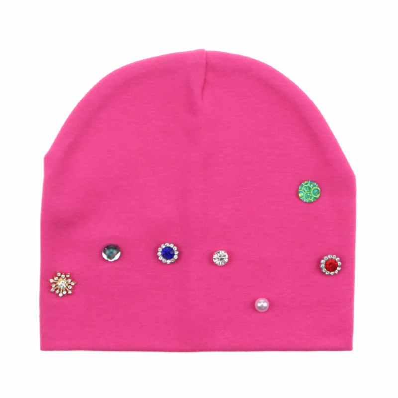 baby hot pink Sunlikeyou, шапки для мальчиков и девочек, женские родитель-Детские шапочки, Весенние большие Медведицы, стразы, шапки для новорожденных, мягкие хлопковые детские головные уборы - Цвет: baby hot pink