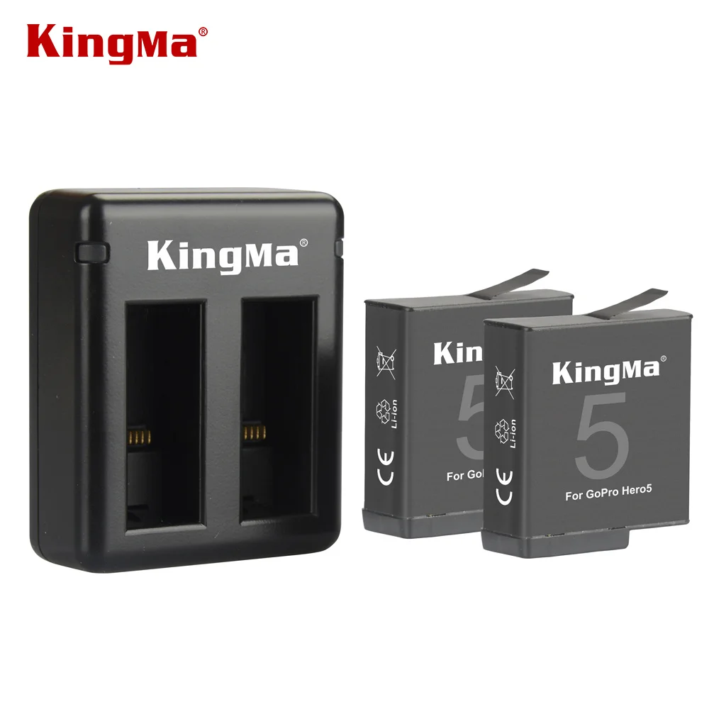 KingMa для 2 шт 1220mAh GoPro Hero 5 6 аккумулятор + двойное зарядное устройство USB Hero5 Black