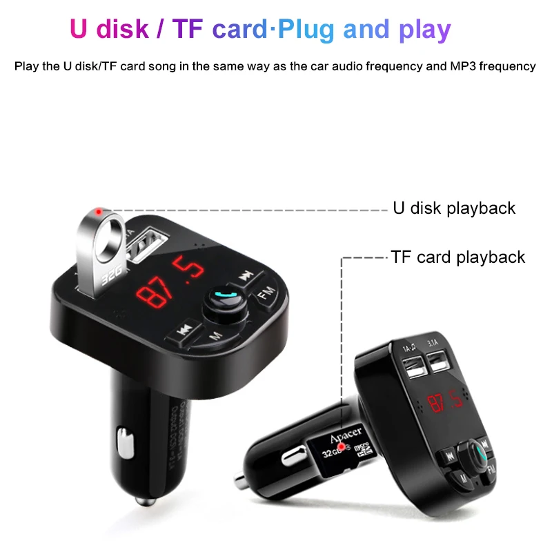 Автомобильный комплект Bluetooth 5 0 Handsfree беспроводной fm-передатчик lcd MP3-плеер USB