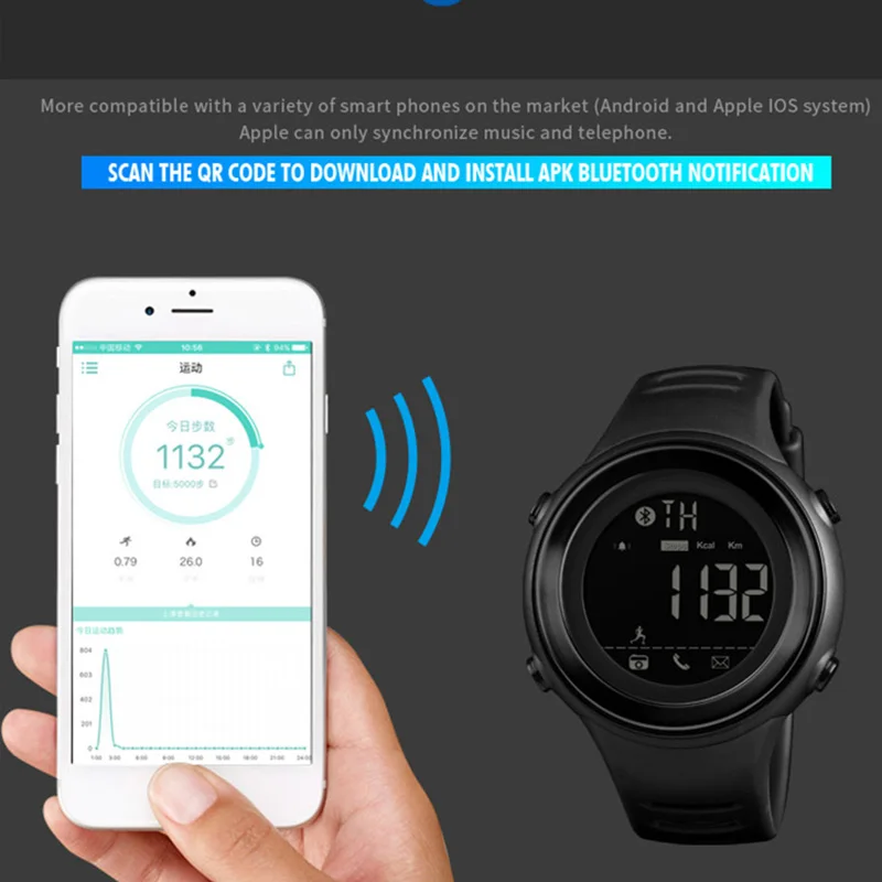 Мужские Цифровые Смарт-часы с Bluetooth фитнес-шагомер спортивные часы калориями