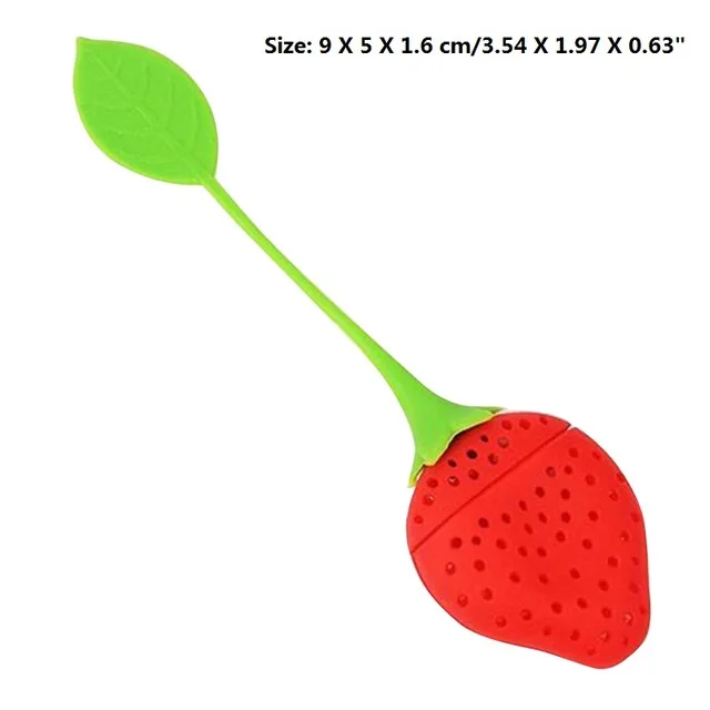Strawberry Силиконовый ситечко для заварки чая из нержавеющей стали с тонкой сеткой, фильтр для чая с длинной ручкой, поддон для капель, идеальные чайные ситечки для всех типов - Цвет: Strawberry