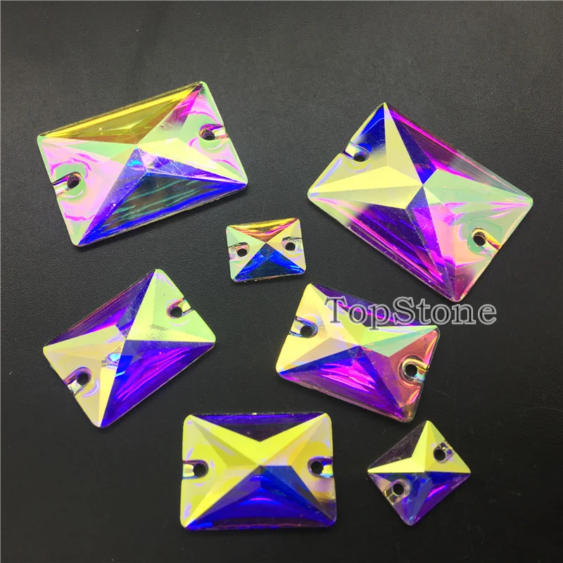 TopStone Crystal AB прямоугольная смола стразы искусственный кристалл 8x10 13x18 18x25 мм
