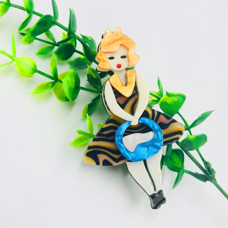 SexeMara/милый акрил брошь с дизайном Девочка и булавки для женщин акриловая смола