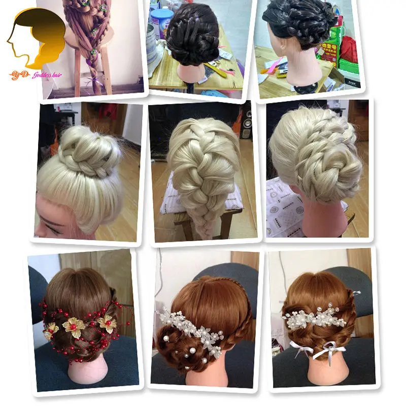 Коричневый Обучение Манекен головы для парикмахеров манекен прически длинных