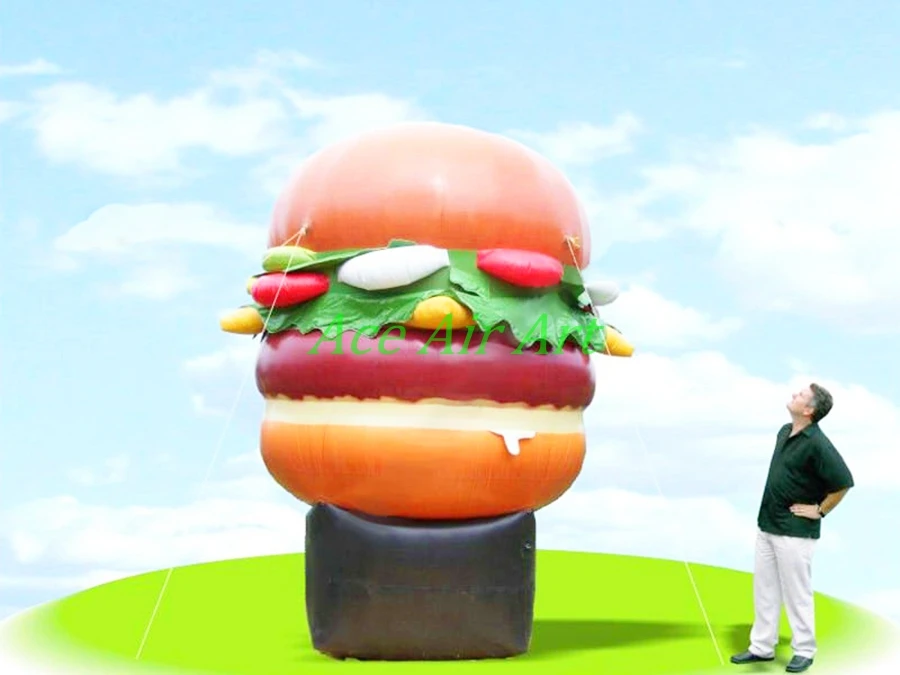 

Custom Design Giant Inflatable Hamburger Model,Tasty Food Replica With Base For Advertising Promotion