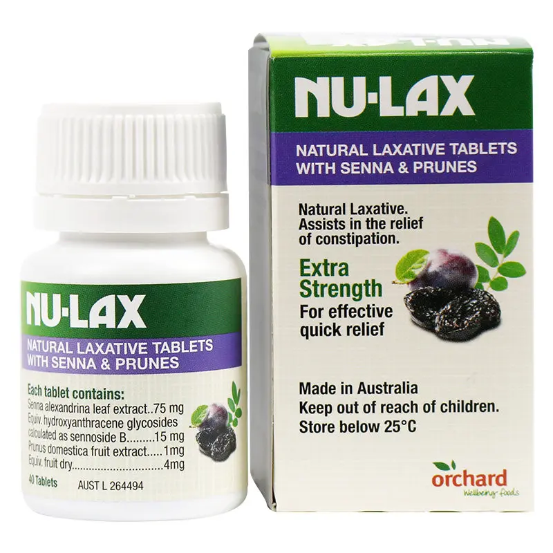 Australia NuLax Laxative Tablet with Senna Prunes for Stimulating Bowel Evacuation Constipation Treatment Overnight Relief Vegan |