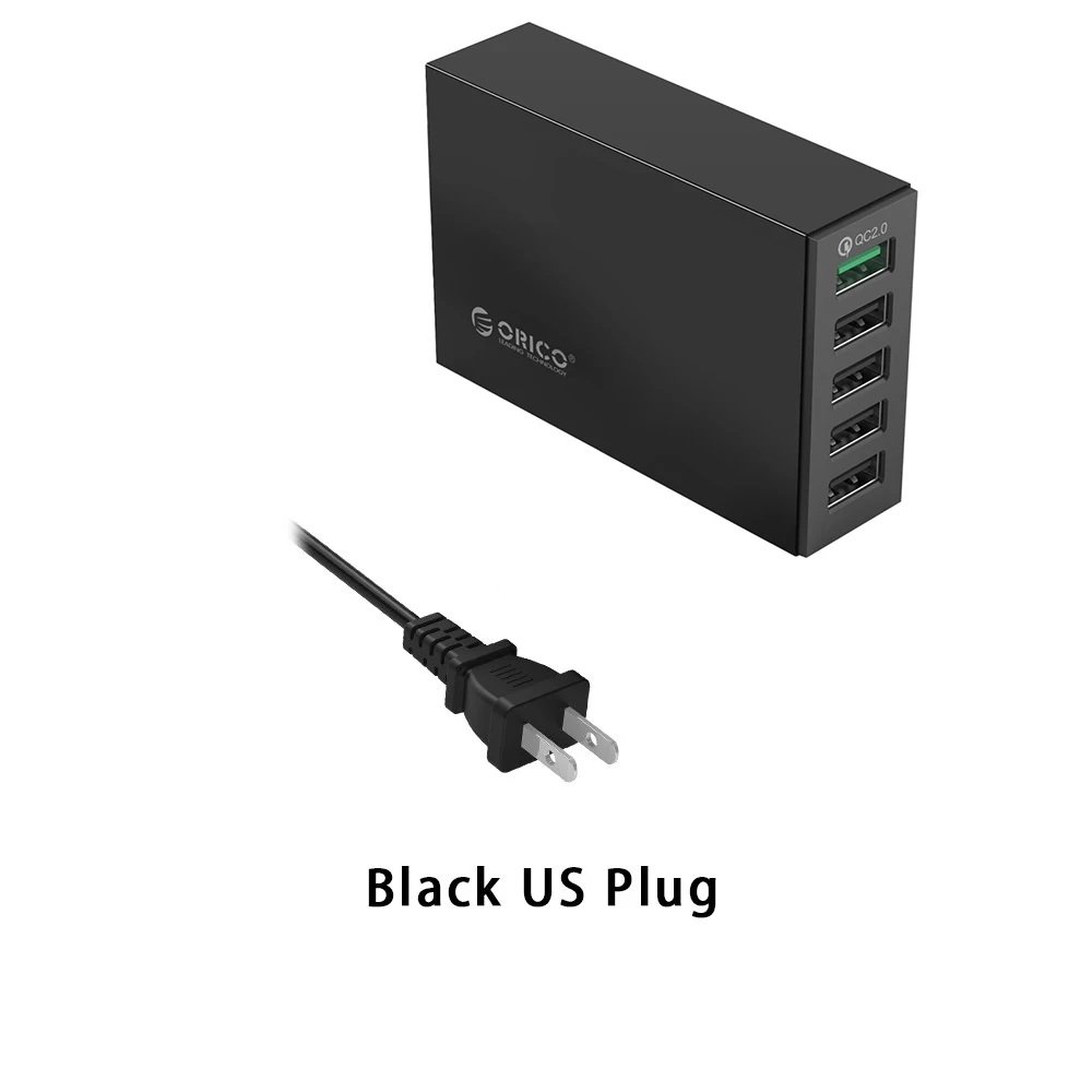 ORICO 4/5 порт QC2.0 Быстрая зарядка 2,0 смарт настольный USB ЗУ для мобильного телефона универсальное быстрое зарядное устройство для samsung iPhone x 8 plus - Тип штекера: 5 port US Black