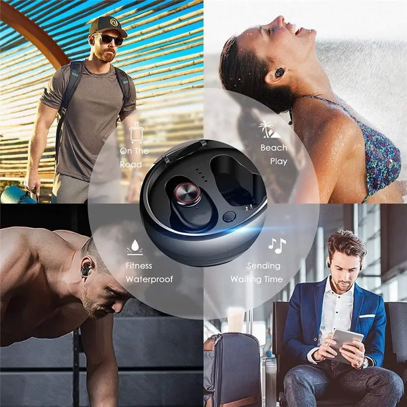 TWS беспроводной Bluetooth 5 0 стерео Спорт Sweatproof музыка 6 часов играть наушники для iPhone