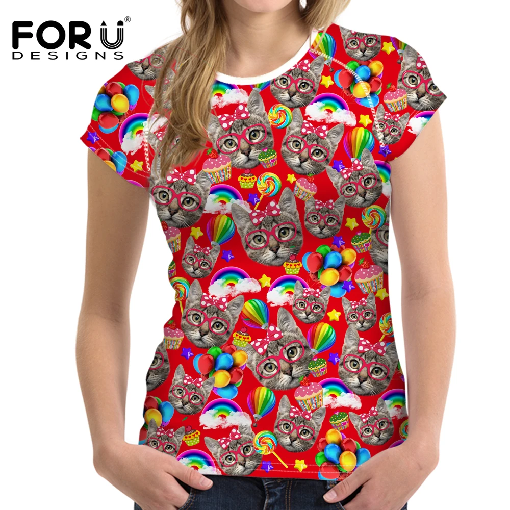 FORUDESIGNS/Высокое качество Лето Хлопок Tumblr футболка для женщин 3D принт повседневные