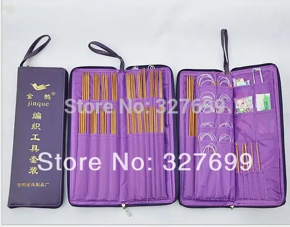 Набор вязальных игл углеродистые бамбуковые прямые иглы набор колец круглых