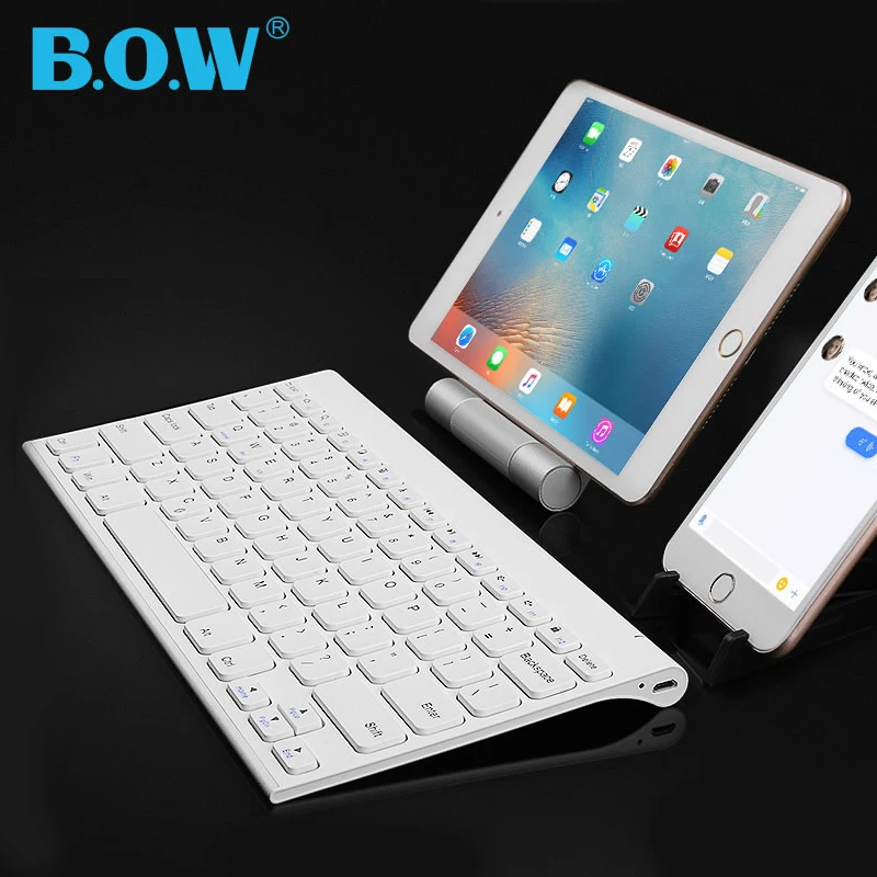 B. o. w 7 цветов подсветка тонкая Bluetooth беспроводная клавиатура матовая металлическая перезаряжаемая клавиатура для планшетов, ноутбуков и смартфонов