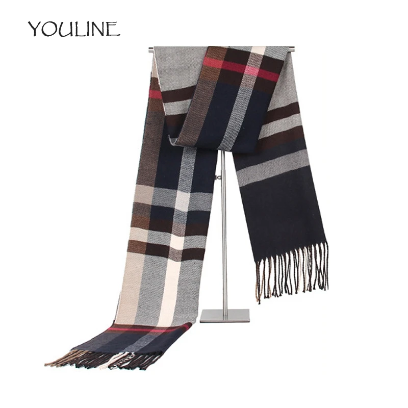 YOULINE 2018 новый модный мужской классический зимний Кашемировый Шарф Теплый мягкий