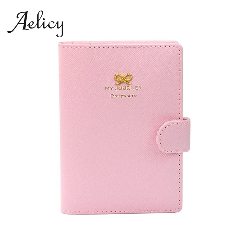 Aelicy Женский Одноцветный розовый кожаный чехол для паспорта путешествий карт
