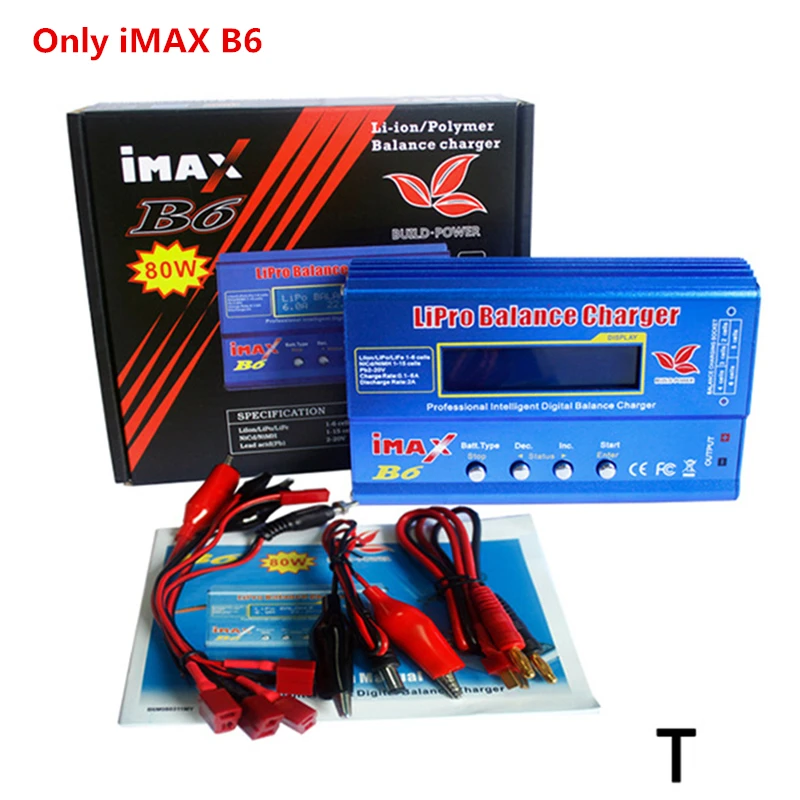 B6 T Plug Высокое качество Imax B6 зарядное устройство 80 Вт Lipro баланс зарядное устройство NiMh Li-Ion Ni-Cd цифровой RC 12 В 6A адаптер питания EU/US зарядное устройство - Цвет: B6 T Plug