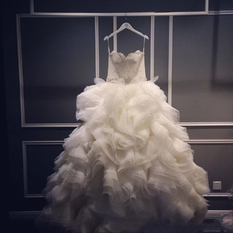 Haute Couture Robe de mariee Свадебные платья с рюшами и оборками свадебные без бретелей на