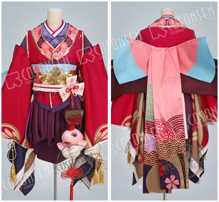Minamoto Kagura Onmyoji Japanese Kawaii Red Kimono Cosplay Costume full set COSPLAYONSEN | Тематическая одежда и униформа