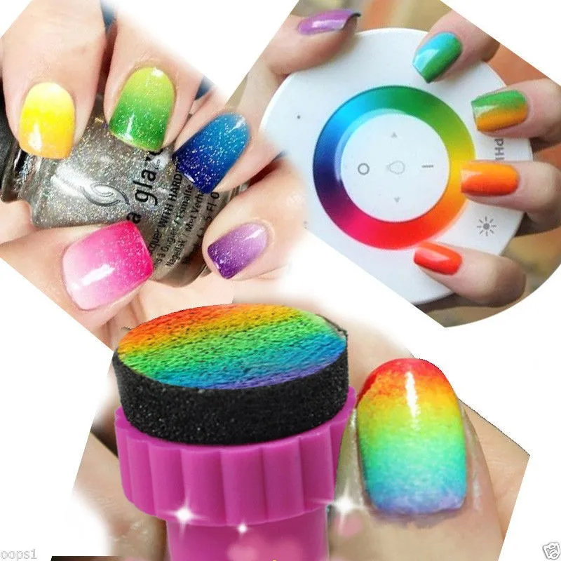 Nail Art Sponge Stamping Manicure For Gel Polish Accessories Template Transfer DIY Design Kit Decor | Красота и здоровье