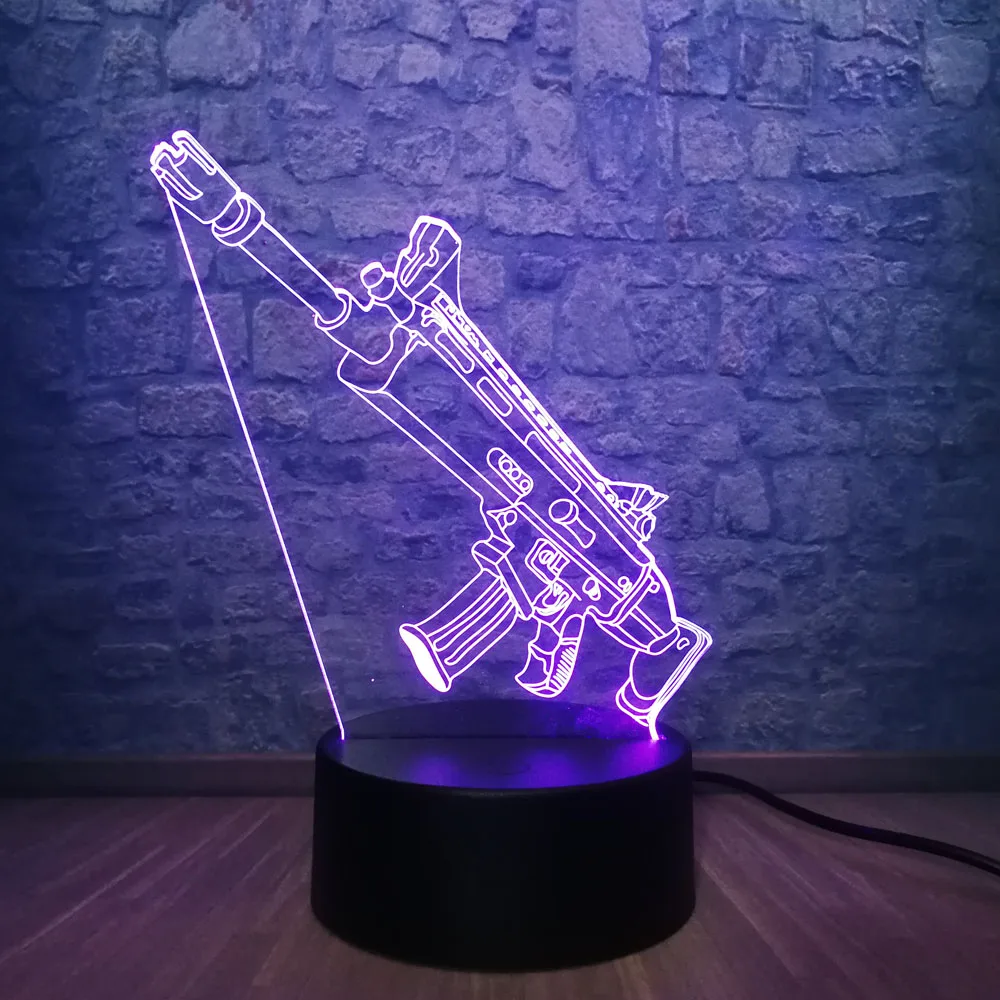 Новый 3D лампа остынет Королевская битва игра PUBG TPS SCAR L 7 цветов изменить Стол