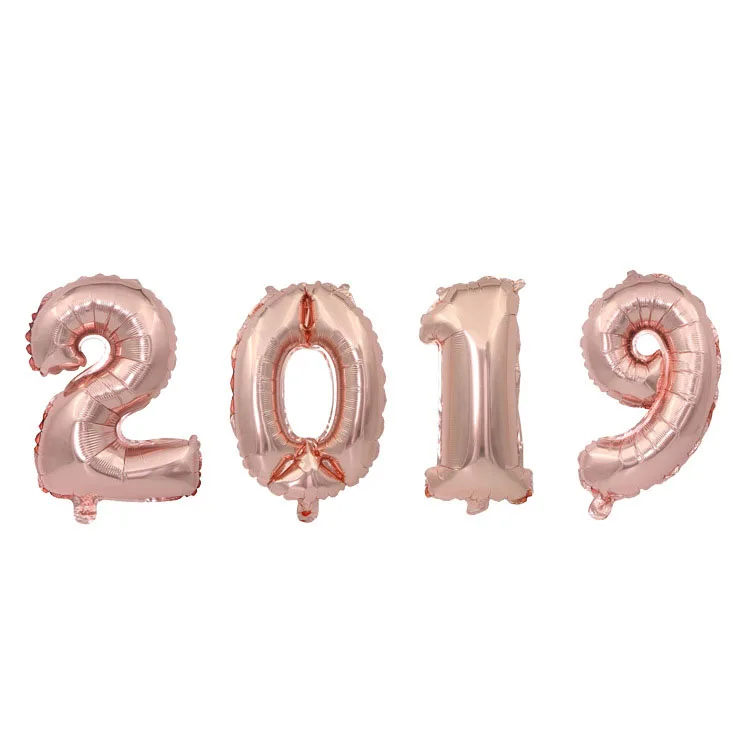 4 шт. цифры шары из 2019 золотой и серебряной фольги Воздушные рождественские