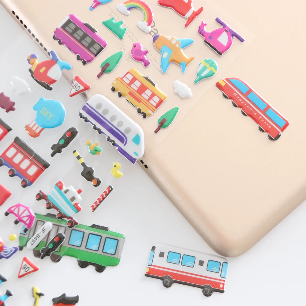 6 листов/лот наклейки игрушки для детей о дорожных знаках самолетов экскаваторов