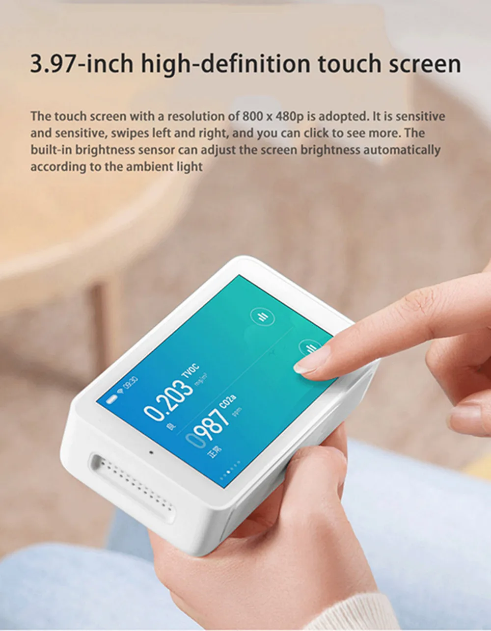 Детектор воздуха Xiaomi Mijia, высокоточный датчик, 3,97 дюймов, разрешение экрана, USB интерфейс, домашний офис, мониторинг PM2.5