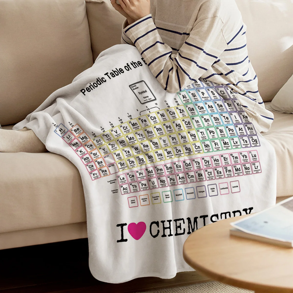 Одеяло с надписью I LOVE Chemistry, таблица из элементов, мягкое теплое одеяло из микрофибры, фланелевое одеяло, аксессуары для студентов