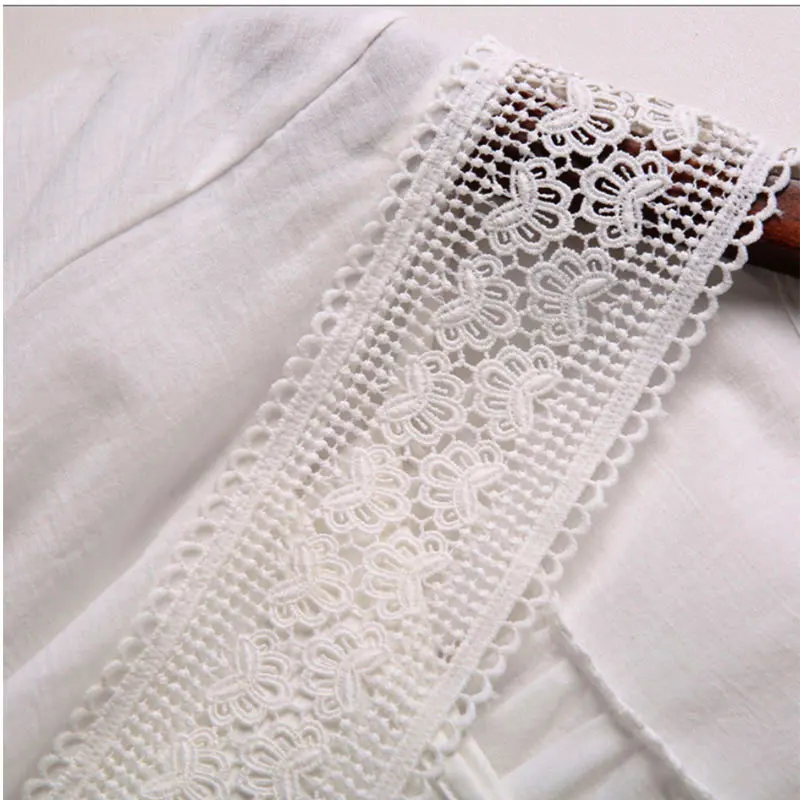 2019 Spring New Women's Sweet Ruffles V-Neck Fashion Lace Chiffon Shirt Patchwork Hollow Out Women Blouses Casual Tops T94715Z |