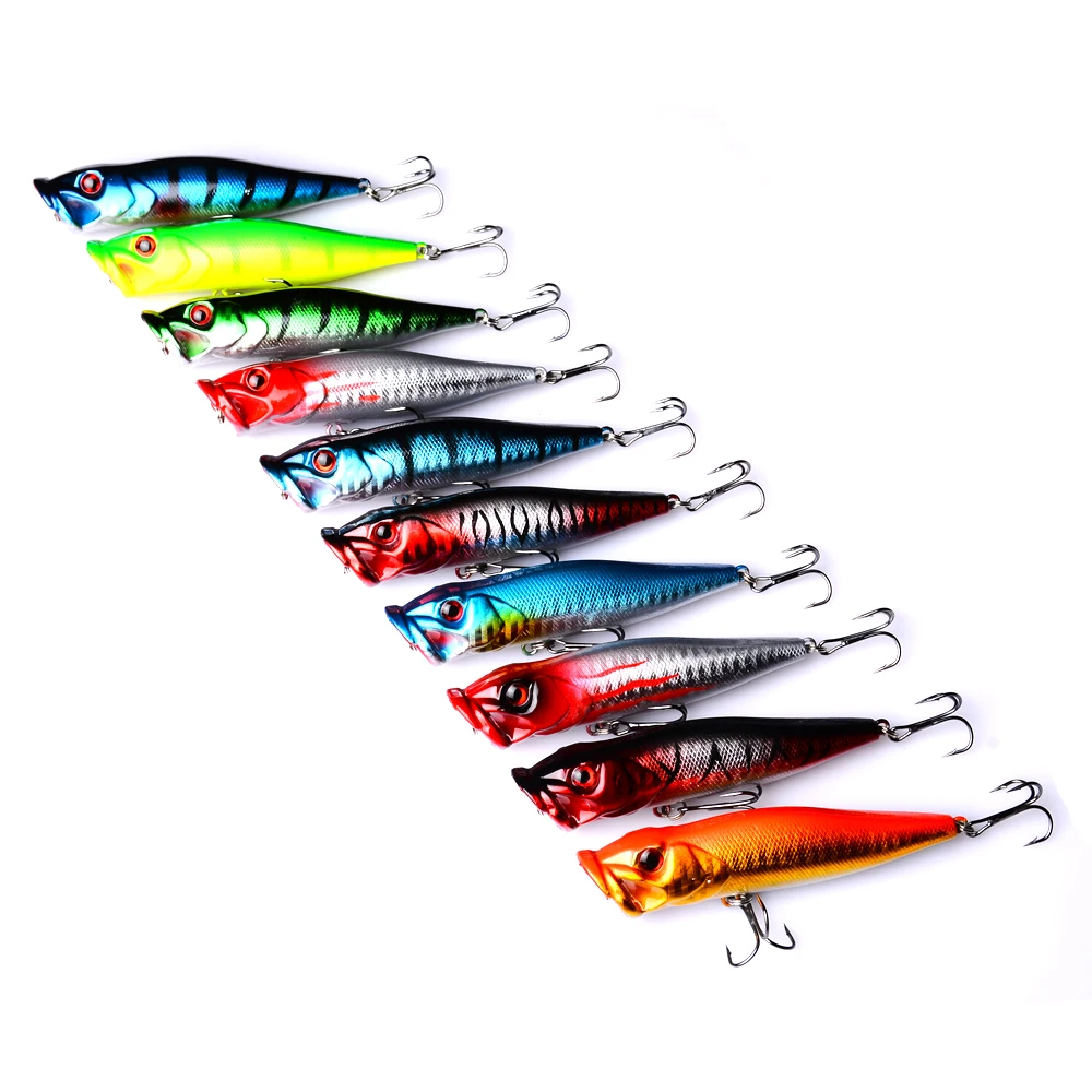 

10pc fishing lure selling Popper Lure 10 color fishing bait 9.5cm/12g fishing tackle 6# high carbon steel anchor hook