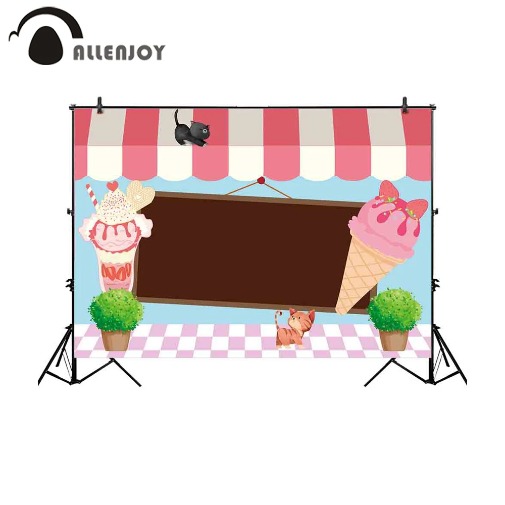 Фон для фотосъемки Allenjoy мультяшный ребенок мороженое Кот доска Лето Сладкий