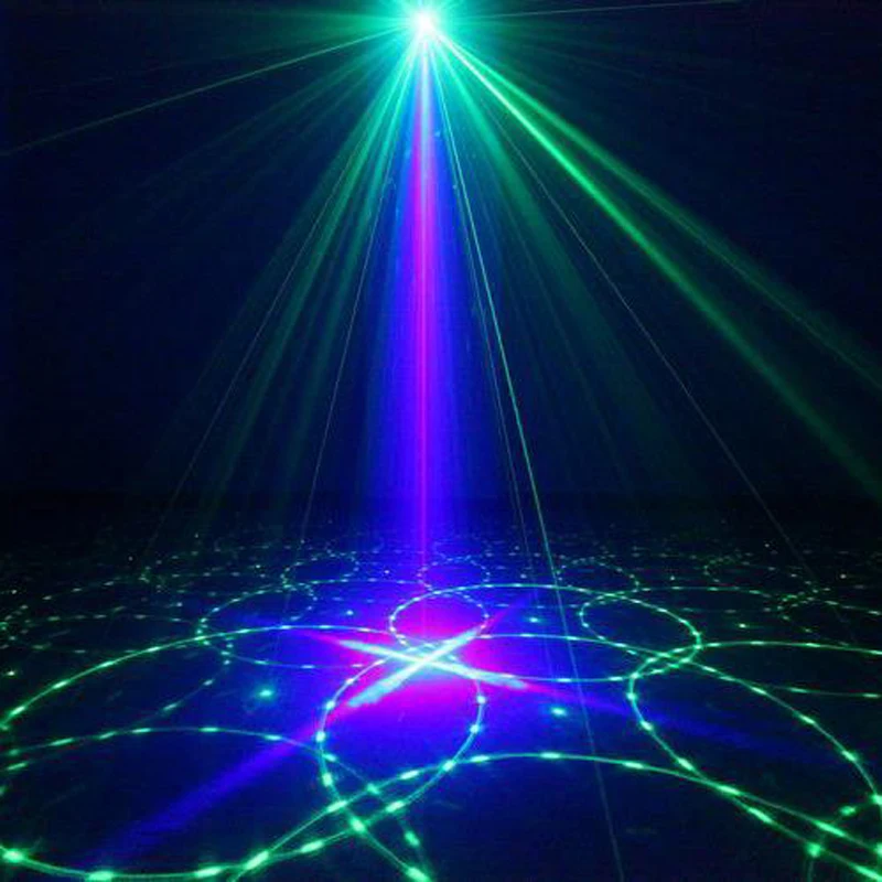 Звуковая активация 24 В 1 зеленый синий лазер Вечеринка пол Танцы свет с ИК