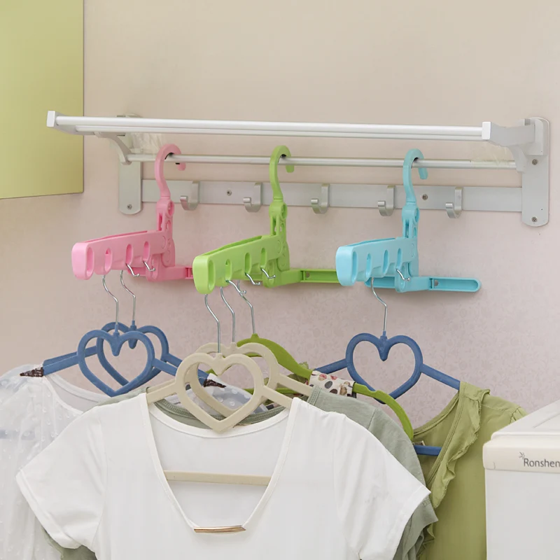 

Plastic Foldable Clothes Hanger with 5 holes wardrobe storage rack coat hanger hook hanging shelf rganizer bathroom accessories