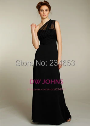 2014 New One Shoulder Ruched Chiffon A-line Bridesmaid Dresses with Floor Length Sleeveless Short Wedding Party Formal Gown | Свадьбы и