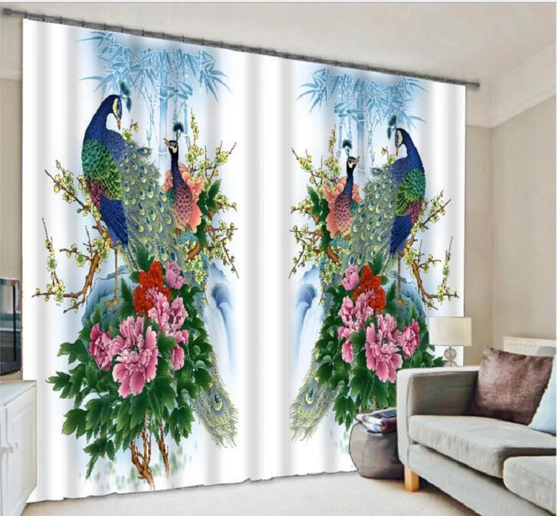 

3D Window Curtain Luxury Blackout Curtains For Living Room office Bedroom Drapes Cortinas Rideaux Customized size Peacock print