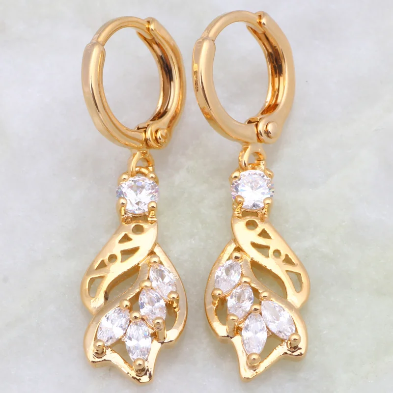 Новинка 2021 г. высококачественные белые серьги из золота с фианитами для женщин