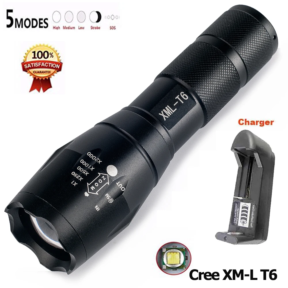 UniqueFire 6000LM LED Flashlight 18650 Zoom Torch IP65 Waterproof Flashlights XM-L T6 5 Modes led Lamp Torch+18650 Charger
UniqueFire 6000LM LED Flashlight 18650 Zoom Torch IP65 Waterproof Flashlights XM-L T6 5 Modes led Lamp Torch+18650 Charger