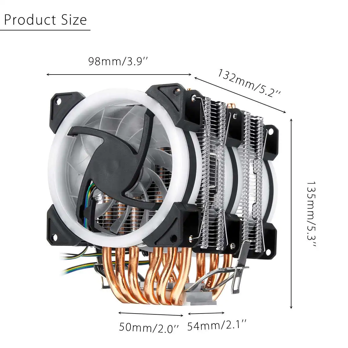 

CPU Cooler 6 Heatpipe RGB LED Fan 4pin Quiet Fan Cooling Heatsink For Intel 775/1150/1151/1155/1156/1366/LGA2011 X79 X99 For AMD
