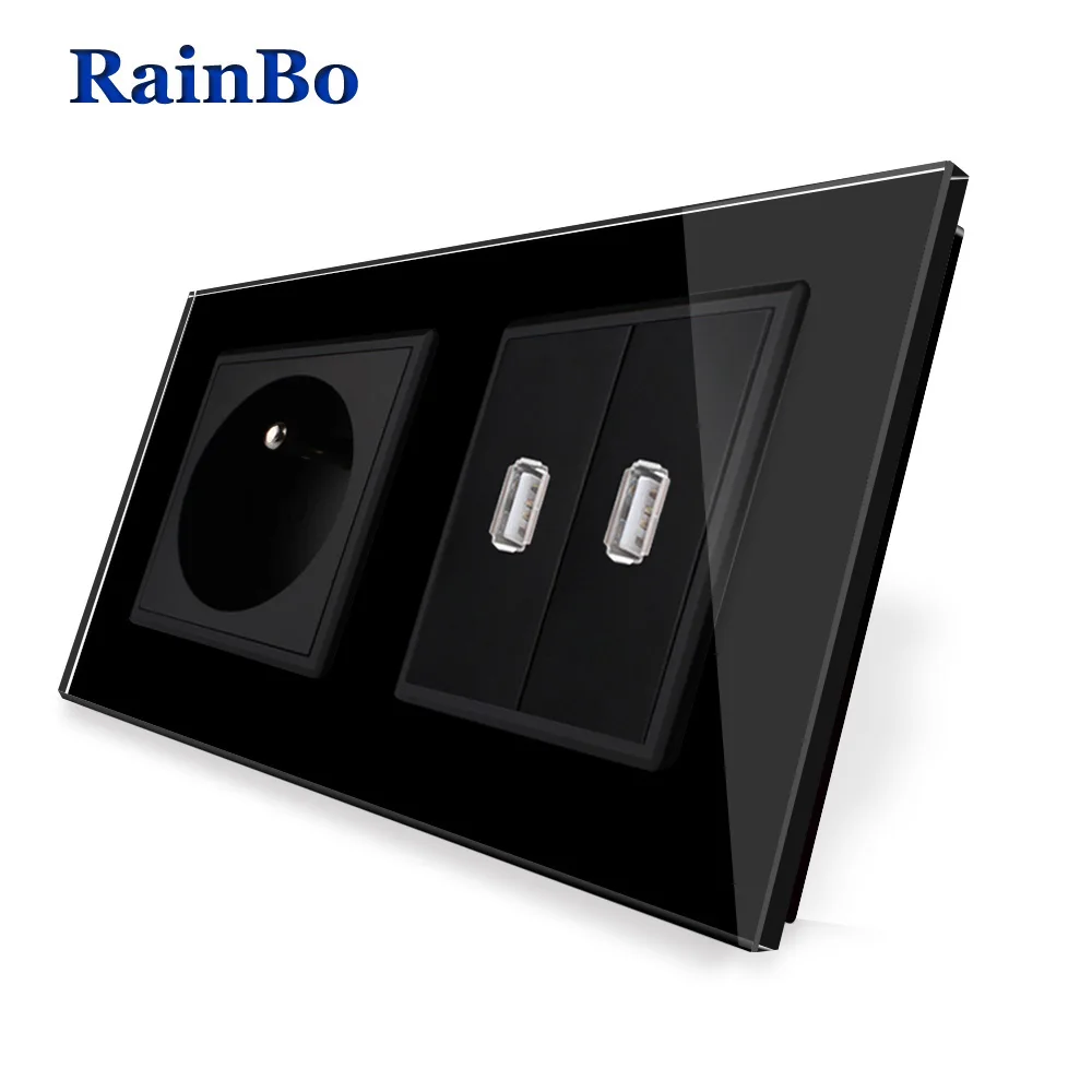 RainBo Франция-Стандартный блок питания + usb-разъем USB-розетка стеклянная-панель не