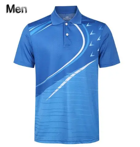 Men Blue Shirt Новая рубашка для бадминтона, шорты для мужчин/женщин/детей, Спортивная футболка для бадминтона, футболки для настольного тенниса, теннисная футболка, футболка для пинг-понга - Цвет: Men Blue Shirt